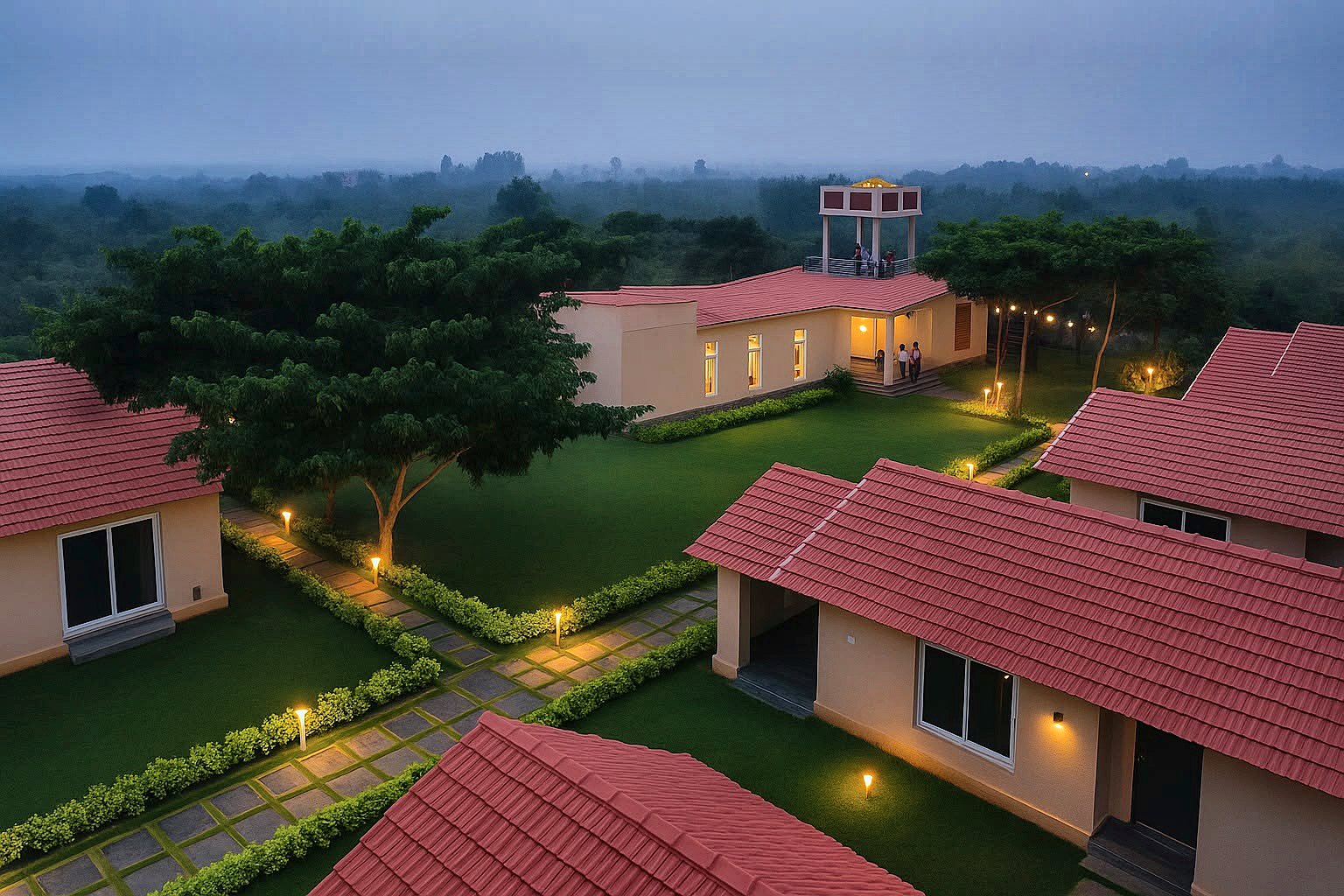 The estate at dusk
